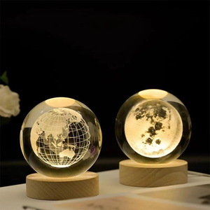 <span class=keywords><strong>Lampe</strong></span> <span class=keywords><strong>à</strong></span> illusion 3D H Galaxy moderne avec boule de cristal blanche, alimentation USB/piles, base en bois LED <span class=keywords><strong>à</strong></span> intensité variable, idéale pour les cadeaux d'anniversaire - Product Image 1