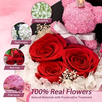 TC Custom Luxe LED Sieraden Dubbele Openbare Ladekastje Ge conserveerde Roos Bloem Valentijnsdag Moederdag Cadeaus Mosbeer Met Doos