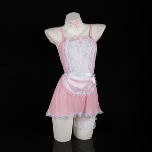 Lemon Story Sexy Maid Lingerie Set Pink <b>Lace</b> Apron Costume Women's Role Play Outfit Summer 2025 - Product Image 1