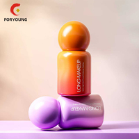 Maßgefertigte Farbverlauf-Glasflasche für Foundation Einzigartige Lotion-Pumpe Leere Kosmetik-Serum-Flüssigkeitsverpackung Frostgold-Prägung