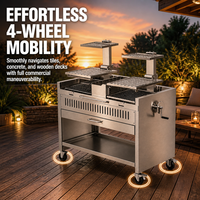 Barbecue au charbon de bois moderne en acier inoxydable pour les fêtes en plein air, le camping, la cuisine de pique-nique multifonctionnelle