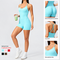 Combinaison de yoga transfrontalière de style européen et américain, coupe gilet, avec short intégré, hauts moulants aux hanches, en Spandex/Nylon anti-humidité