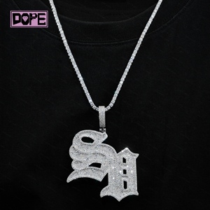 Кулон с буквой из муассанита VVS, в стиле хип-хоп, из серебра 925 пробы, с мозаичной оправой «Галактика», на заказ, с инициалами - Product Image 2