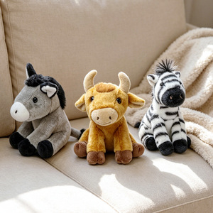Jouets en peluche transfrontaliers super doux en polyester, modèles animaux assis : Agneau, Raton laveur, <span class=keywords><strong>Renard</strong></span>, Cerf, Tigre, Vache, <span class=keywords><strong>Cheval</strong></span>, Panda <span class=keywords><strong>et</strong></span> Grenouille - Product Image 4