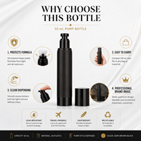 Emballage cosmétique moderne en plastique cylindrique, flacon pompe sans air, vaporisateur 30ml 50ml 80ml 120ml, brume fine, flacon vide pour sérum de soin de la peau
