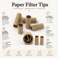 Embouts de filtre en papier blancs personnalisés avec logo, taille King Size, jetables, pour cigares, avec cône en papier naturel, 109 mm