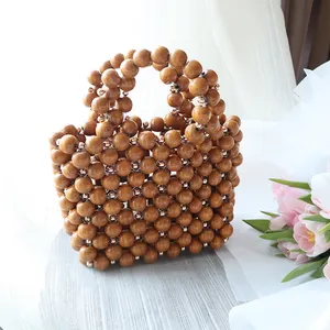 Top Fashion Exquisite And Durable Shoulder Messenger Bag Handbag Handmade Large Wooden Bead Bag