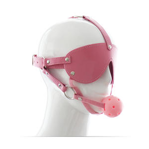 Boule <span class=keywords><strong>de</strong></span> bouche avec bandeau pour les yeux Jouet <span class=keywords><strong>de</strong></span> bondage <span class=keywords><strong>Masque</strong></span> pour les yeux en cuir Boule <span class=keywords><strong>de</strong></span> bouche en plastique creuse/solide Jouet Bdsm pour couples - Product Image 5