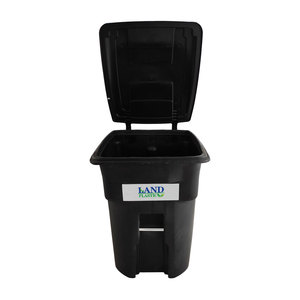 LAND LDGC64G-1 Poubelle rectangulaire à roulettes en PP vert écologique de 32, 48, 64, 96 gallons avec couvercle pour usage intérieur/extérieur - Product Image 3