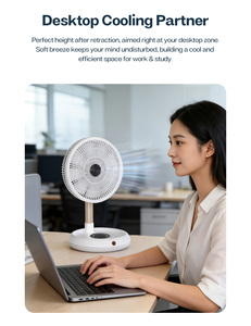 12000mAh Battery Rechargeable 13 Inch Foldable Floor <b>Fan</b> with Remote Control, Timer Function Oscillation Telescopic <b>Stand</b> <b>Fan</b> - Product Image 2