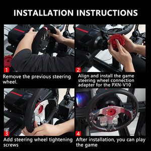 Adaptateur de base de volant PxN V10 noir et rouge en plastique, accessoire de jeu pour manette de jeu de course - Product Image 4