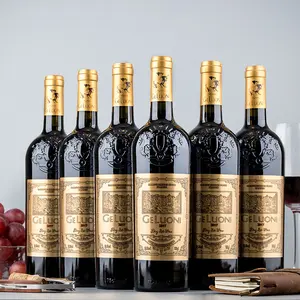 Venta al por mayor 350ml 750ml botella de vino de lujo de vidrio Borgoña botella de champán botella de vino de vidrio vacía personalizada con corcho