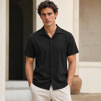 Nouvelle Chemise Homme 2026 à Col Cubain Texturé et Manches Courtes, Style Rétro Décontracté, Coupe Ample et Légère, Simple, Polyvalente, Haut de Gamme