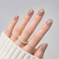 T1881 Kaixin Nouvelle Arrivée Faux Ongles à Presser Électroplaqués à Pois, Élégants, Motif Étoile, pour Manucure Française, Fournitures pour Ongles