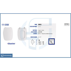Siège de toilette carré moderne à dégagement rapide et fermeture douce pour bidets électroniques Cesame Ionica Vase en urée PP pour salle de bain - Product Image 2