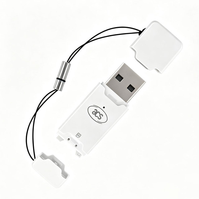 Mini Smart Card Reader USB Type a Contact SIM Card Reader Built-in Physical Button for Multi-Factor Authentication ACR40T-A1