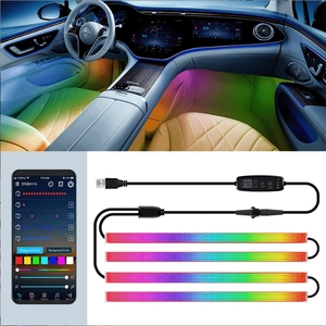 Yosovlamp Lumière LED pour repose-pieds de voiture, éclairage intérieur à effet d'illusion, lumière fluide, contrôle par application, USB, <span class=keywords><strong>musique</strong></span>, modification de voiture, ambiance - Product Image 4