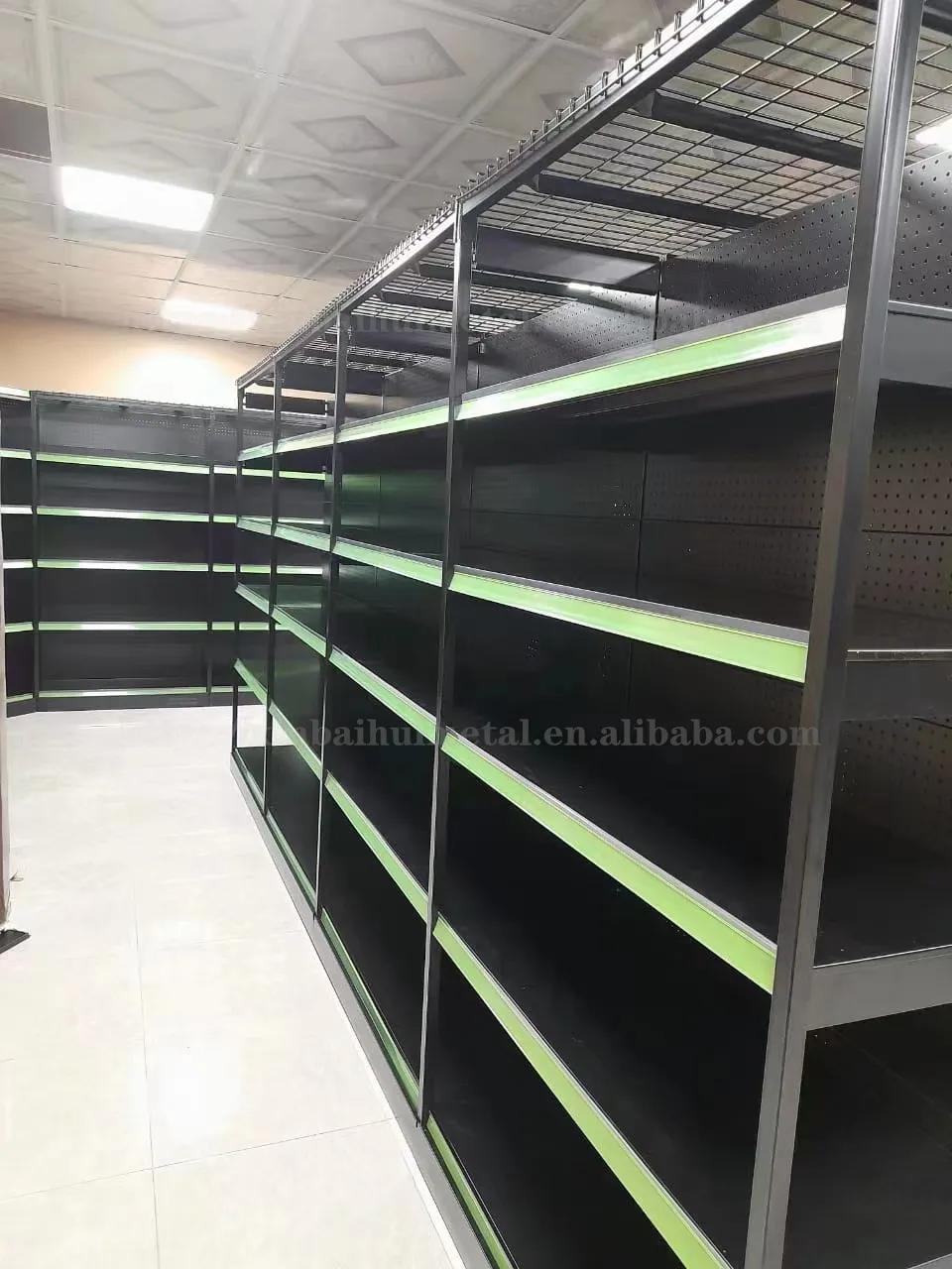 Xinbaihui caliente más nuevo Morden farmacia tienda de conveniencia estante de supermercado resistente estantes de supermercado comercial estante góndolas