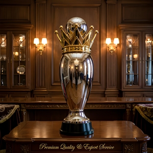 Trofeo Personalizado de Aleación de Zinc Chapado en Oro - Premio de Metal de Alta Gama con Corona Real - Product Image 1