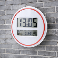 Große 14' Digitale Alarm-Wanduhr Elektronische Plastik-LCD-Temperatur-Kalender-Wochenanzeige Batteriebetriebene Uhr für Zuhause und Büro