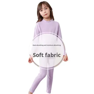 Ensemble de sous-vêtements thermiques pour garçons et filles, automne et hiver, nouveau, doublé de polaire, laine et soie <span class=keywords><strong>duron</strong></span>, durable, chaud, respirant, pyjama - Product Image 5