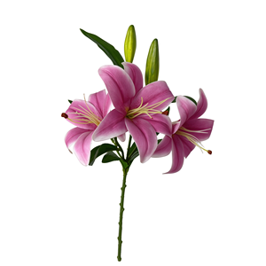 Fiore Artificiale di Giglio a Stelo Singolo con 3 Fiori e 2 Boccioli, Realistico, per Centrotavola di Hotel e Decorazioni per Feste - Product Image 2