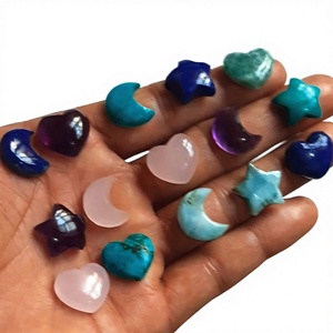 Assortiment de cabochons en pierre naturelle, lune, étoile, cœur, pour la fabrication de bijoux, vente en gros - Product Image 1