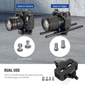 NEEWER Plaque de base pour appareil photo avec pince pour rail à double tige, plaque de base LWS de 15mm pour cage d'appareil photo Trépied Épaule Rig avec 1/4 "& <span class=keywords><strong>3</strong></span>/8" - Product Image 2