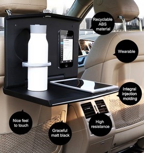 Plateau de siège arrière de voiture <span class=keywords><strong>2</strong></span>-en-1: bureau d'ordinateur portable pliable et plateau de repas, surface antidérapante pour voitures - Product Image 5