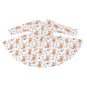 Vestito a spirale della nuova ragazza <span class=keywords><strong>di</strong></span> moda vestito da bambino boutique a maniche lunghe stampato mucca - Product Image 3