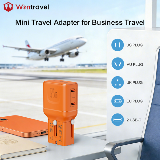 Wontravel 65W GaN Mini PD Super Fast Charger 2.0 Popular Universal Travel Adapter with Type C and USB