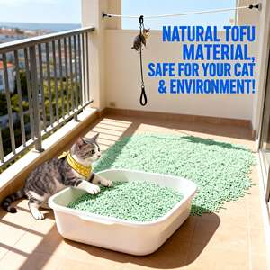 Bandeja de Arena para Gatos Biodegradable y Ecológica de Tofu con Madera de Pino, Almidón de Maíz y Carbón Activado, Desechable por el Inodoro, Sin Bloqueos - Product Image 1