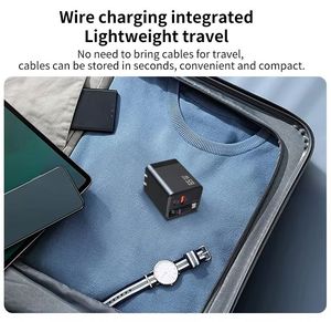 อะแดปเตอร์ชาร์จเร็วแบบพับเก็บได้ 65W PD USB-C หัวปลั๊ก EU/US พร้อมสายชาร์จแบบพับเก็บได้ 60 ซม. - Product Image 4