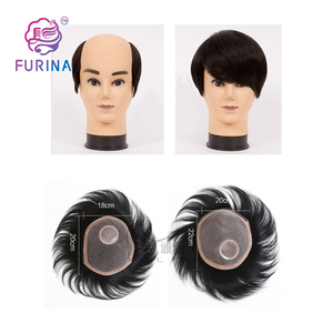 Toupets de cheveux humains de remplacement pour hommes à peau fine tissés à la main 100% vrais indiens pour hommes <span class=keywords><strong>sac</strong></span> en PVC 8 pouces attaché à la main - Product Image 5