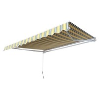 Pergola/Gazebo de balcon à manivelle en aluminium/polyester gris-blanc 350x250cm, imperméable et facile à assembler – Meilleures ventes