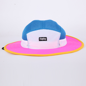 Sombrero Boonie de ala grande plegable de alta calidad, gorra de nailon de poliéster para acampar de secado rápido, sombreros de cubo personalizados de malla con cuerda - Product Image 6