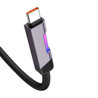 Câble USB lumineux 60W avec lumière dégradée, câble de charge de téléphone lumineux USB-C vers USB-C 60W, câble de données USB avec lumière LED RGB