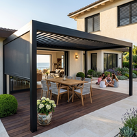 Pavillon Moderne Automatique en Aluminium Personnalisable Bioclimatique Extérieur Jardin Gazebo Patio Piscine Terrasse Électrique Persiennes Pergola