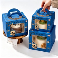 Emballage cadeau pour les fêtes, boîte à gâteau d'anniversaire, boîte à pâtisserie avec fenêtre transparente en PET, poignée portable, emballage pour desserts, impression de logo personnalisée