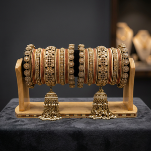 Luxury High Quality Tungsten Gold Plated Multi Color Traditional Bangles Set Indian Bridal Engagement Wedding Party <b>Gift</b> - Product Image 3