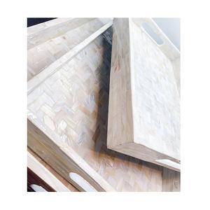 Plateau de service rectangulaire de luxe en gros, incrustation de nacre, design personnalisé, fait à la main, cadeau de restauration, qualité commerciale, utilisation en restaurant - Product Image 1