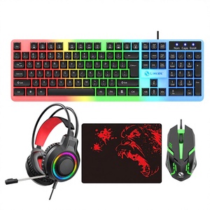 Ensemble 4-en-1 GTX350 USB RGB <span class=keywords><strong>Clavier</strong></span> <span class=keywords><strong>Souris</strong></span> <span class=keywords><strong>Casque</strong></span> Tapis de <span class=keywords><strong>Souris</strong></span> Filaire pour Bureau et Gaming - Product Image 1