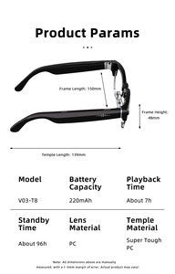 Gafas Inteligentes V03-T8 con Fotografía de 8 Megapíxeles y 1080P para IMX219, para Llamadas, Traducción y Reconocimiento de Video en Tiempo Real con IA - Product Image 5