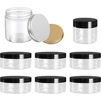 Pots cosmétiques en plastique PET pour crèmes de soin 100ml-300ml avec couvercles à vis ambrés/noirs/blancs, logo personnalisé imprimé en sérigraphie, MOQ 100