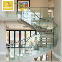 CBMmart - Kit de Escalera Artística Curva Giratoria de Aluminio para Interiores, Estructura de Acero Moderna, para Casa Dúplex