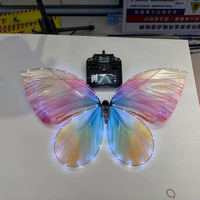 Drone papillon volant à ailes battantes LED, télécommandé, style vintage, ornement multicolore pour mariage en intérieur, fête musicale