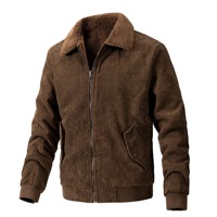 Automne Hiver Réversible Zipper Veste En Velours Côtelé Casual Slim Top avec Col Rabattu Décoré Logo Avant
