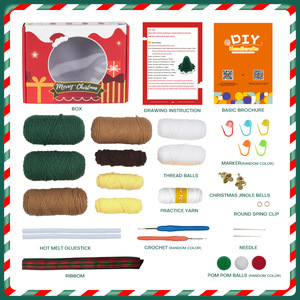 QC mignon dessin animé fibre acrylique Crochet Kit noël nain bricolage ensembles de tricot pour adultes enfants débutants - Product Image 3