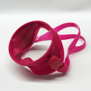 หน้ากากดำน้ำแบบเต็มหน้าสำหรับตกปลาหน้ากากดำน้ำเลนส์กระจกนิรภัยสีแดงกันน้ำมีสายรัดซิลิโคน - Product Image 1