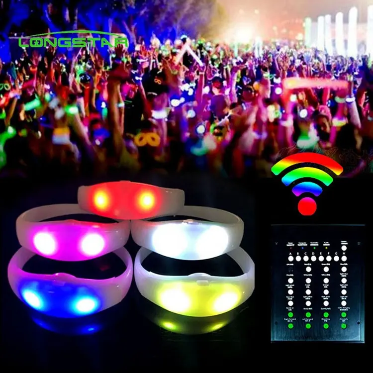 Longstar Rfid Rgb activado música resplandor Dmx concierto con control remoto iluminar eventos para LED intermitente pulsera de pulsera